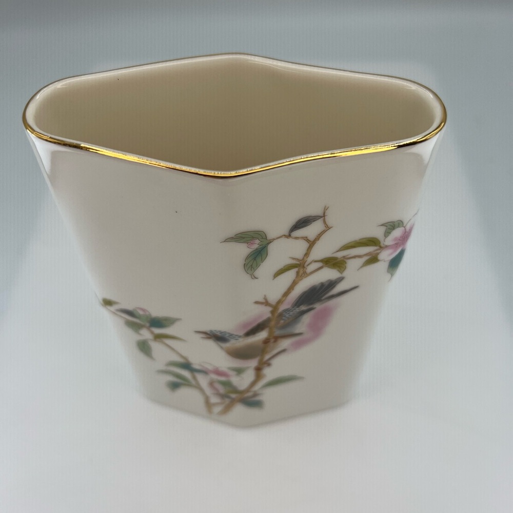 Andrea by Sadek Vase Bird In Flower Tree YAMAJI Japan Diamond Shape Vintage - Picture 3 of 8